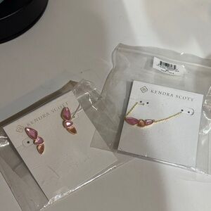 Kendra Scott Pink and Gold Earrings Set